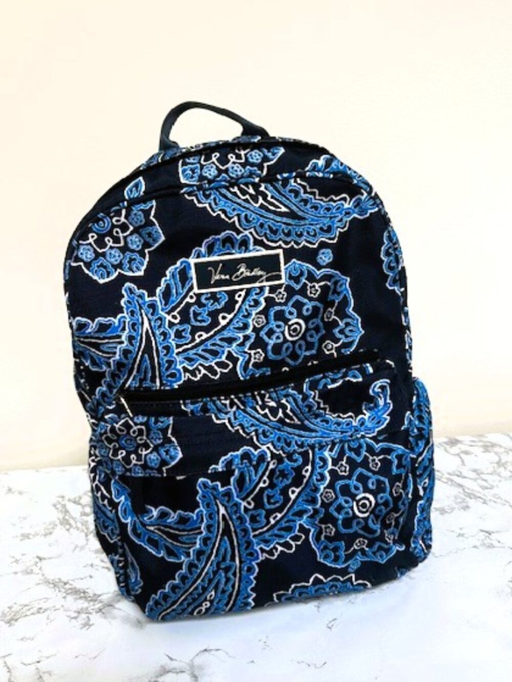 Vera Bradley Blue Bandana Campus Backpack Paisley School Travel Book Bag
